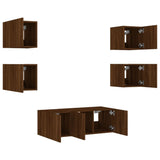 Mobili TV a Muro con LED 6pz Rovere Marrone Legno truciolato