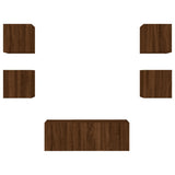 Mobili TV a Muro con LED 6pz Rovere Marrone Legno truciolato