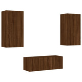 Mobili TV a Muro con LED 4pz Rovere Marrone Legno truciolato