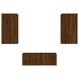 Mobili TV a Muro con LED 4pz Rovere Marrone Legno truciolato