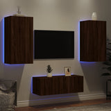 Mobili TV a Muro con LED 4pz Rovere Marrone Legno truciolato