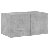 Mobili TV a Muro con LED 5pz Grigio Cemento Legno truciolato