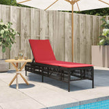 Lettino prendisole con Cuscino in Polyrattan Marrone