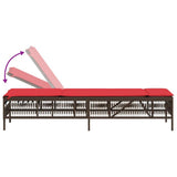 Lettino prendisole con Cuscino in Polyrattan Marrone