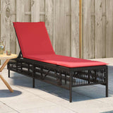 Lettino prendisole con Cuscino in Polyrattan Marrone