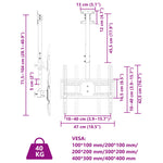 Porta TV a Soffitto per Schermo 32"-65" Max VESA 400x400mm 40kg
