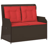 Panchina da giardino reclinabile con Cuscini in Polyrattan Marrone