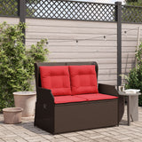 Panchina da giardino reclinabile con Cuscini in Polyrattan Marrone