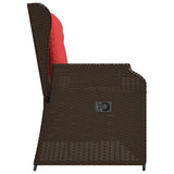 Panchina da giardino reclinabile con Cuscini in Polyrattan Marrone