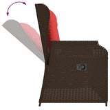 Panchina da giardino reclinabile con Cuscini in Polyrattan Marrone