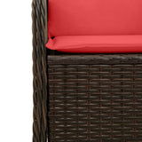 Panchina da giardino reclinabile con Cuscini in Polyrattan Marrone