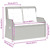 Panchina da giardino reclinabile con Cuscini in Polyrattan Marrone