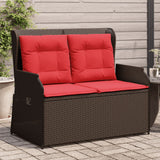 Panchina da giardino reclinabile con Cuscini in Polyrattan Marrone