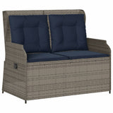 Panchina da giardino reclinabile con Cuscini in Polyrattan Grigio