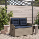 Panchina da giardino reclinabile con Cuscini in Polyrattan Grigio