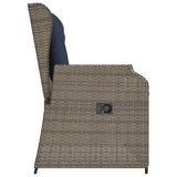 Panchina da giardino reclinabile con Cuscini in Polyrattan Grigio
