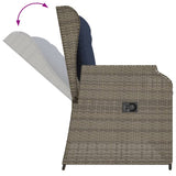 Panchina da giardino reclinabile con Cuscini in Polyrattan Grigio