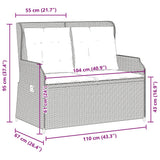 Panchina da giardino reclinabile con Cuscini in Polyrattan Grigio
