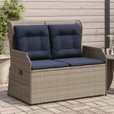 Panchina da giardino reclinabile con Cuscini in Polyrattan Grigio