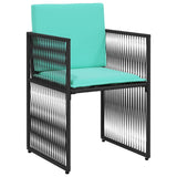 Set da pranzo da giardino da 7 pz con Cuscini in Polyrattan Nero