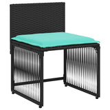 Set da pranzo da giardino da 7 pz con Cuscini in Polyrattan Nero