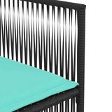 Set da pranzo da giardino da 7 pz con Cuscini in Polyrattan Nero