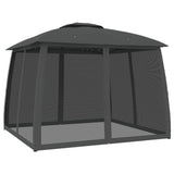 Gazebo Tetto Doppio e Pareti Rete Antracite 2,93x2,93 m Acciaio
