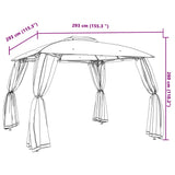 Gazebo Tetto Doppio e Pareti Rete Antracite 2,93x2,93 m Acciaio