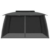 Gazebo Tetto Doppio e Pareti Rete Antracite 3,93x2,93 m Acciaio