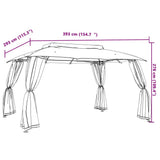 Gazebo Tetto Doppio e Pareti Rete Antracite 3,93x2,93 m Acciaio
