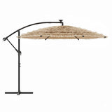 Ombrellone Giardino LED e Palo in Acciaio Marrone 246x246x230cm