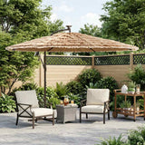 Ombrellone Giardino LED e Palo in Acciaio Marrone 246x246x230cm