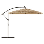 Ombrellone Giardino LED e Palo in Acciaio Marrone 269x269x235cm