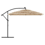 Ombrellone Giardino LED e Palo in Acciaio Marrone 290x290x238cm