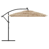 Ombrellone Giardino LED e Palo in Acciaio Marrone 290x290x238cm