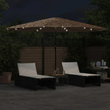 Ombrellone Giardino LED e Palo in Acciaio Marrone 388x388x248cm