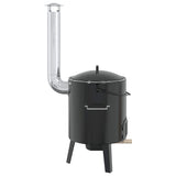 Cannone Gulasch con Camino e Coperchio Nero Acciaio Smaltato