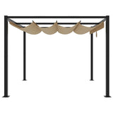 Gazebo da Giardino con Tetto Retrattile Tortora 3x3 m Acciaio