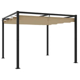 Gazebo da Giardino con Tetto Retrattile Tortora 3x3 m Acciaio