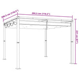 Gazebo da Giardino con Tetto Retrattile Tortora 3x3 m Acciaio