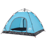 Tenda da Campeggio 3 Persone Blu a Rilascio Rapido