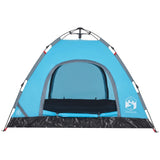 Tenda da Campeggio 3 Persone Blu a Rilascio Rapido