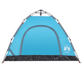 Tenda da Campeggio 3 Persone Blu a Rilascio Rapido