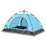 Tenda da Campeggio 4 Persone Blu a Rilascio Rapido