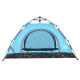 Tenda da Campeggio 4 Persone Blu a Rilascio Rapido