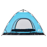 Tenda da Campeggio 4 Persone Blu a Rilascio Rapido