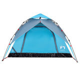 Tenda a Cupola da Campeggio 4 Persone Blu a Rilascio Rapido