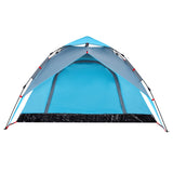 Tenda a Cupola da Campeggio 4 Persone Blu a Rilascio Rapido