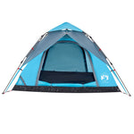 Tenda a Cupola da Campeggio 5 Persone Blu a Rilascio Rapido