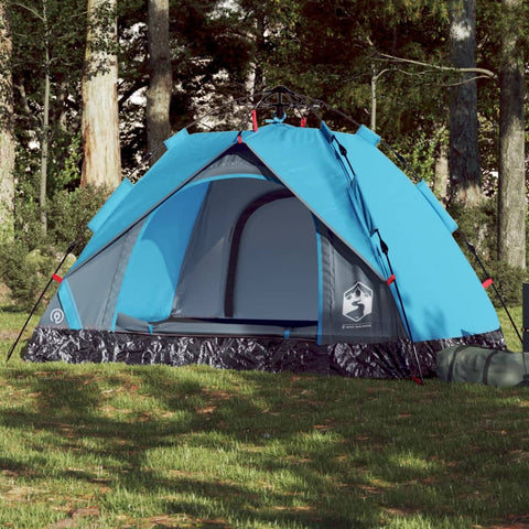 Tenda a Cupola da Campeggio 2 Persone Blu a Rilascio Rapido